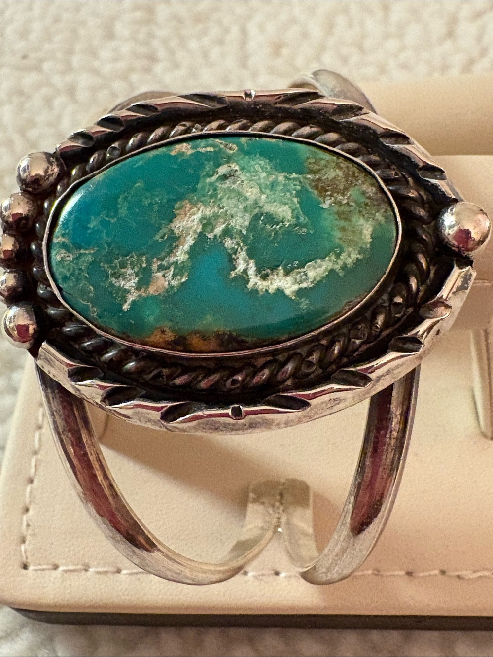 Vintage Handcrafted Native American Turquoise Silver Cuff Bracelet